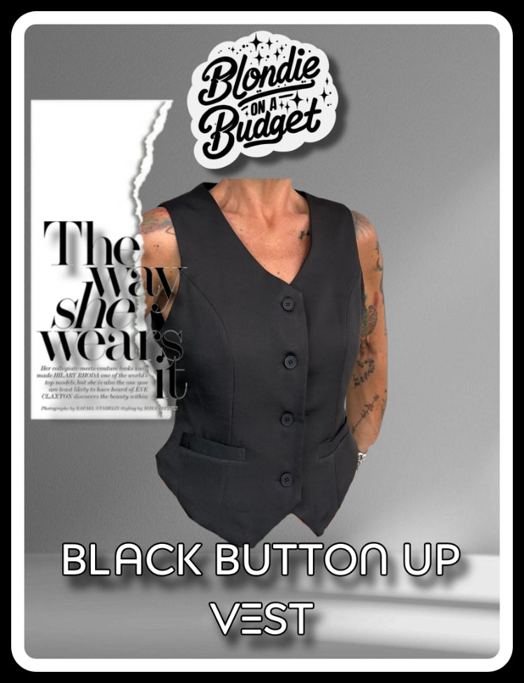 Black button up vest